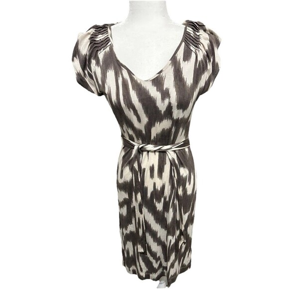 Max Mara Weekend Silk Blend Dress Sz‎ Small MIDI Stretchy Animal Print Belt READ - Picture 1 of 16